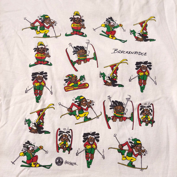 VTG 90s Breckenridge Shirt 2XL Outhouse Designs Skiing Rastafari Single Stich